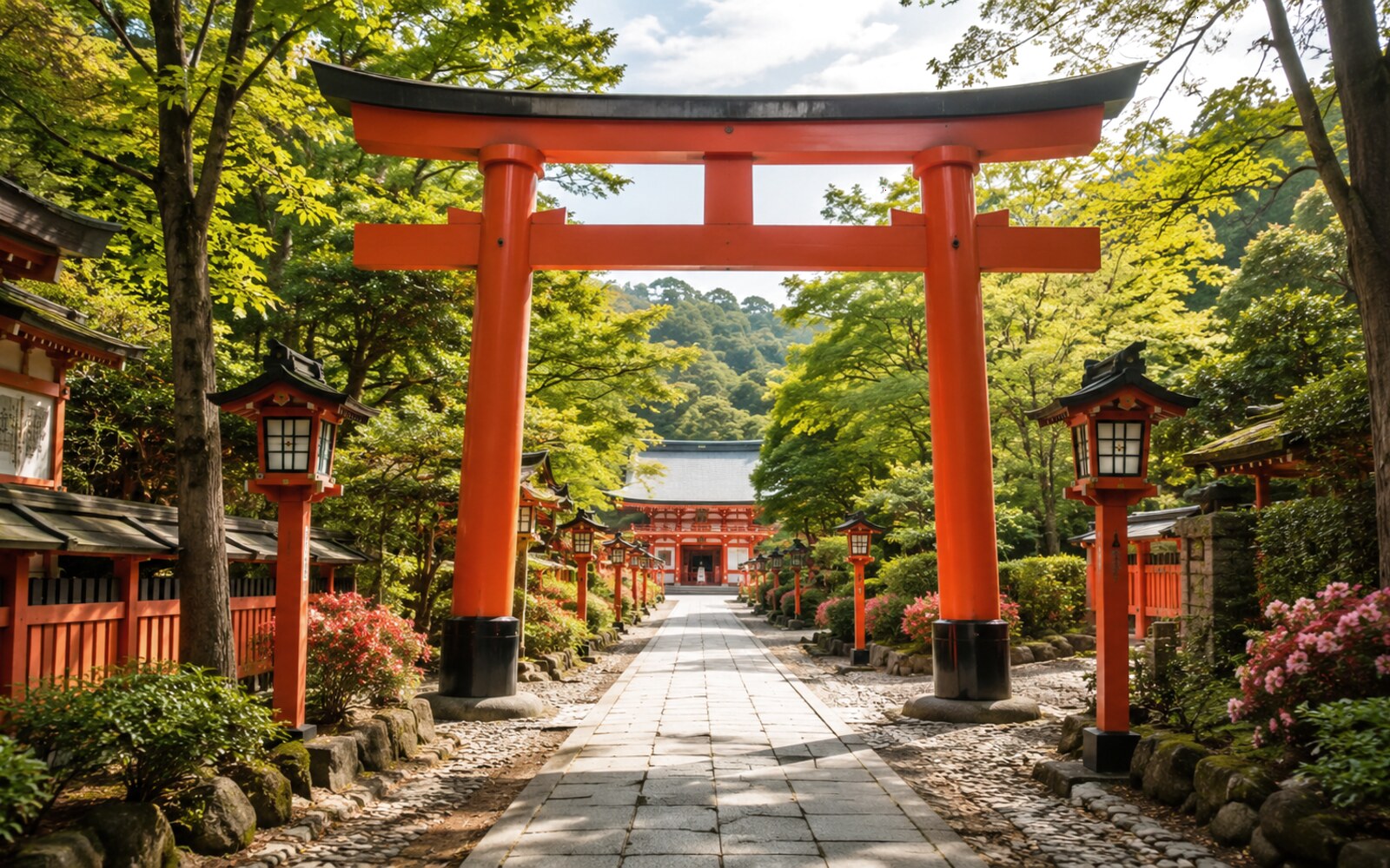 神社と朱色の鳥居