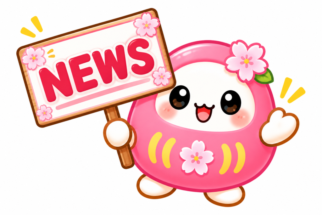NEWSを案内するさくらだるま